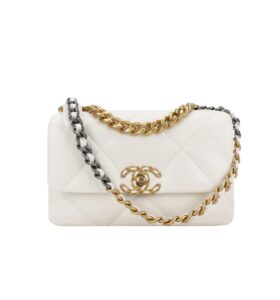 샤넬[chanel/팬더샵]*정품가죽* 19백 스몰(화이트/금장/램스킨)