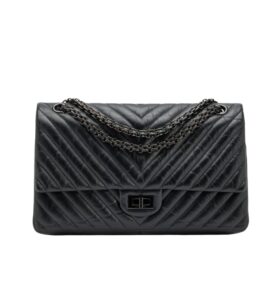 샤넬[chanel/팬더샵]*정품가죽* 2.55 쉐브론 라지 플랩 백(블랙/흑장/카프스킨)