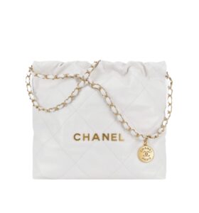 샤넬[chanel/팬더샵]*정품가죽* 22백 스몰 핸드백(화이트/금장/카프스킨)
