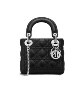 디올[dior/여왕]레이디 디올 미니 백(블랙 은장/까나쥬/램스킨)