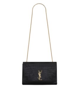 생로랑[ysl]크로커다일 케이트 리버시블 미디엄(블랙/금장)