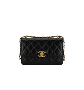 샤넬[chanel/팬더샵]클래식 더블 골드볼 스몰 플랩 백(블랙/금장/카프스킨)