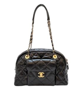 샤넬[chanel/팬더샵]포켓 체인 볼링 백 라지(블랙/금장/카프스킨)