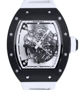 리차드밀 RM055 43mm Black Ceramic White Rubber Strap White Skeletonized Dial[BBR]