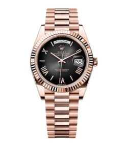 롤렉스 데이데이트 40mm Counterweight 238235-0055 Full Rose Gold Roman Numerals Slate Ombre Black Dial[ARF]