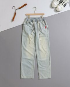 [국내배송]아미 하트로고 세미 와이드 진