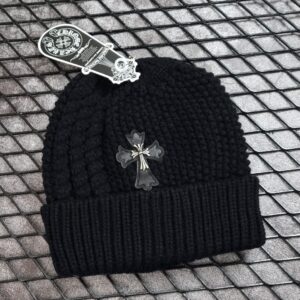 [국내배송]크롬하츠 크로스 레더패치 꼬임울 비니