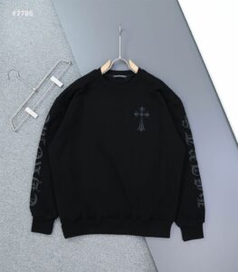 [국내배송]크롬하츠 세메터리 레더 패치 오버핏 라운드 맨투맨