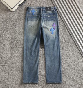 [국내배송]크롬하츠 레더 패치로고 스판 데님진