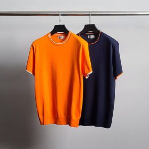 [국내배송]에르메스 넥로고 라운드 반팔 니트