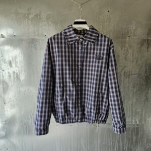 [국내배송]미우미우 체크 패브릭 블루종 자켓