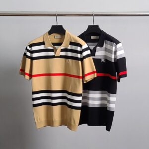 [국내배송]버버리 스트라이프 반팔 카라 니트