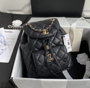 [국내배송]샤넬 듀마 백팩 캐비어 블랙 금장 AS1371