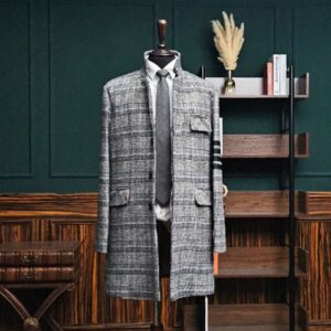 [국내배송]톰브라운 사선완장 글렌체크 울 코트