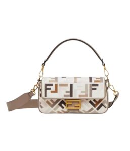 [프리미엄/해외배송]펜디 바게트 백 미디엄 FF(멀티 그레이/자카드)